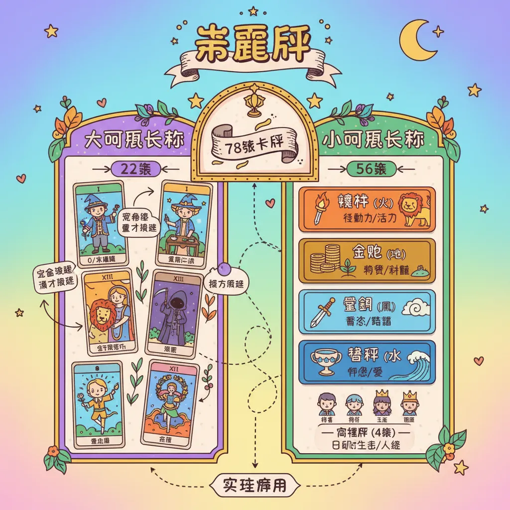 塔羅牌的結構組成：大阿爾克那與小阿爾克那